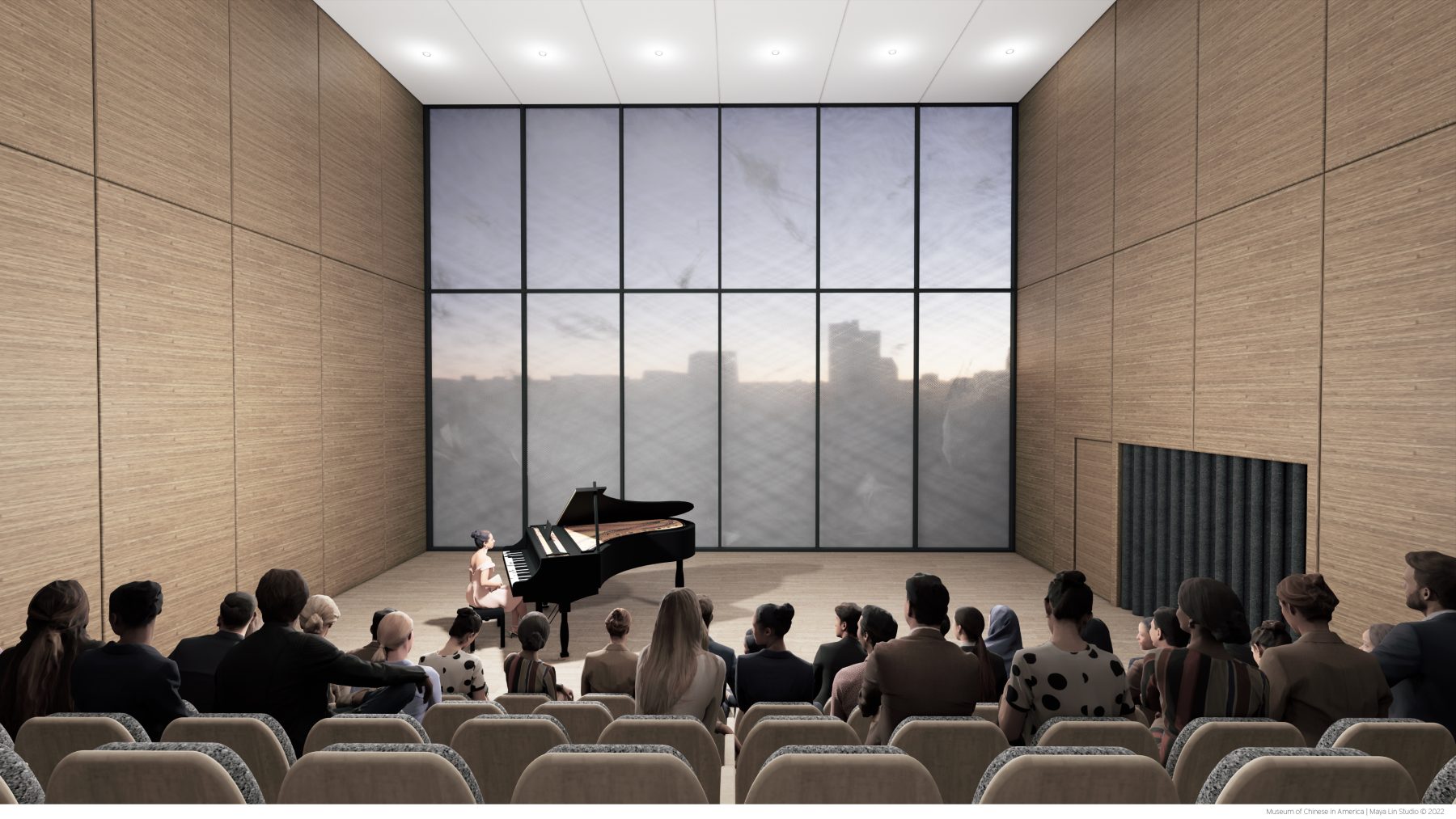 Museum of Chinese in America Interior Rendering - Auditorium | Maya Lin Studio © 2022