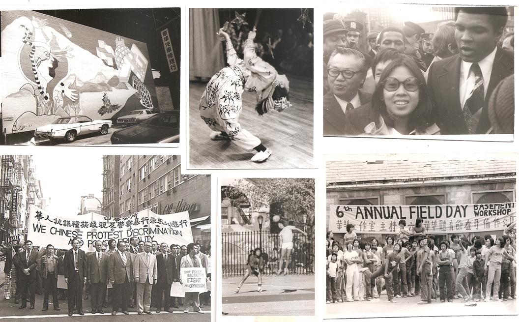 Collage of photographs taken by Emile Bocian of various Chinatown events and streetscapes digitized before the fire. Museum of Chinese in America (MOCA) Collection. 