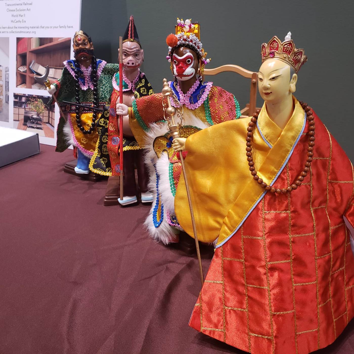 Journey to the West glove puppets. Courtesy of Steven Yungyuan Chang, Museum of Chinese in America (MOCA) Collection.