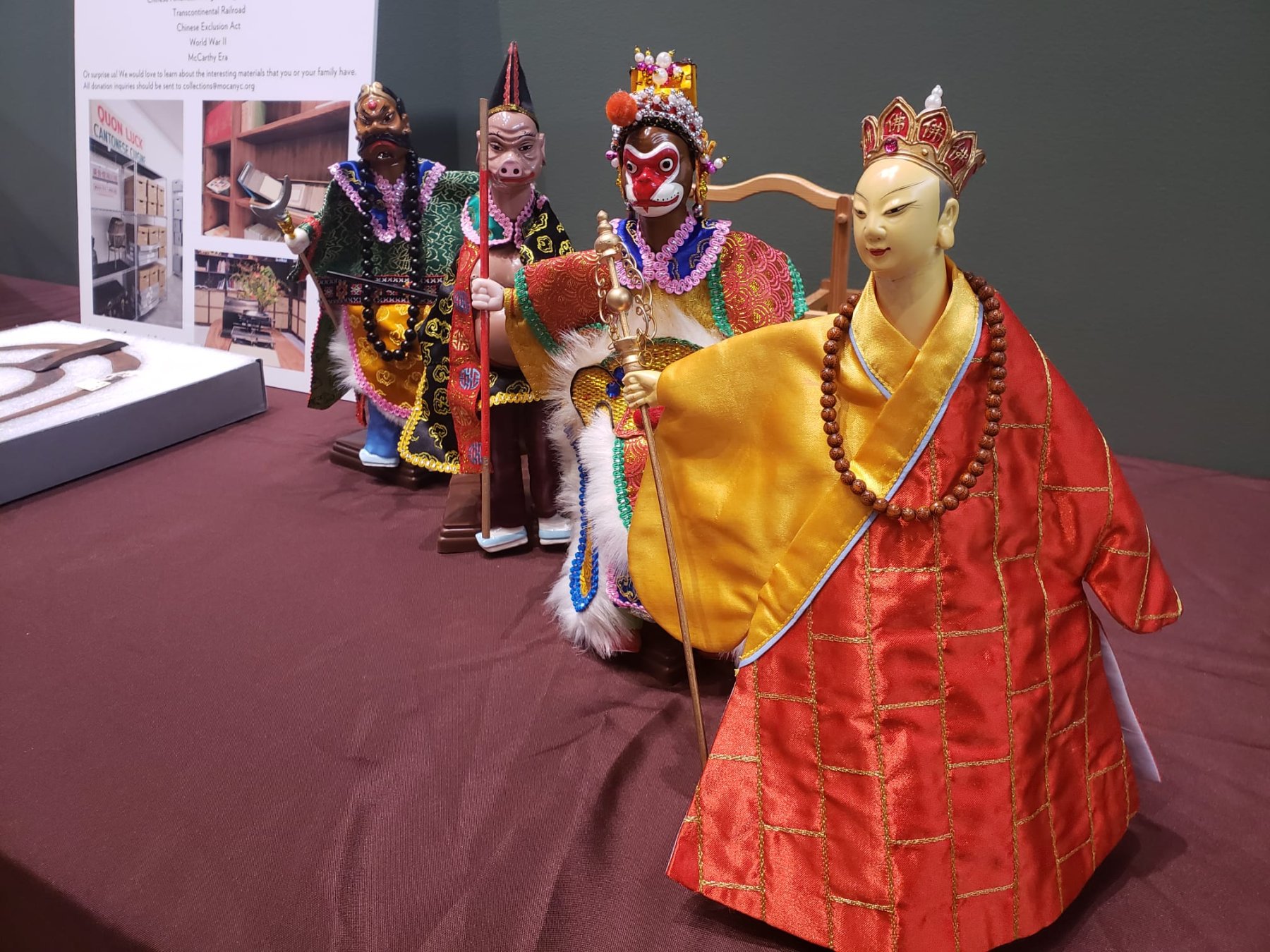 Journey to the West glove puppets. Courtesy of Steven Yungyuan Chang, Museum of Chinese in America (MOCA) Collection.